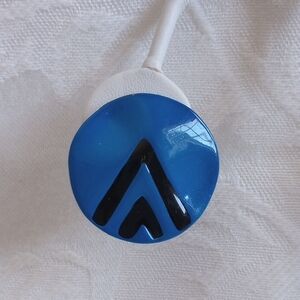 80s Vintage Blue Enamel Black Chevron Post Earrings